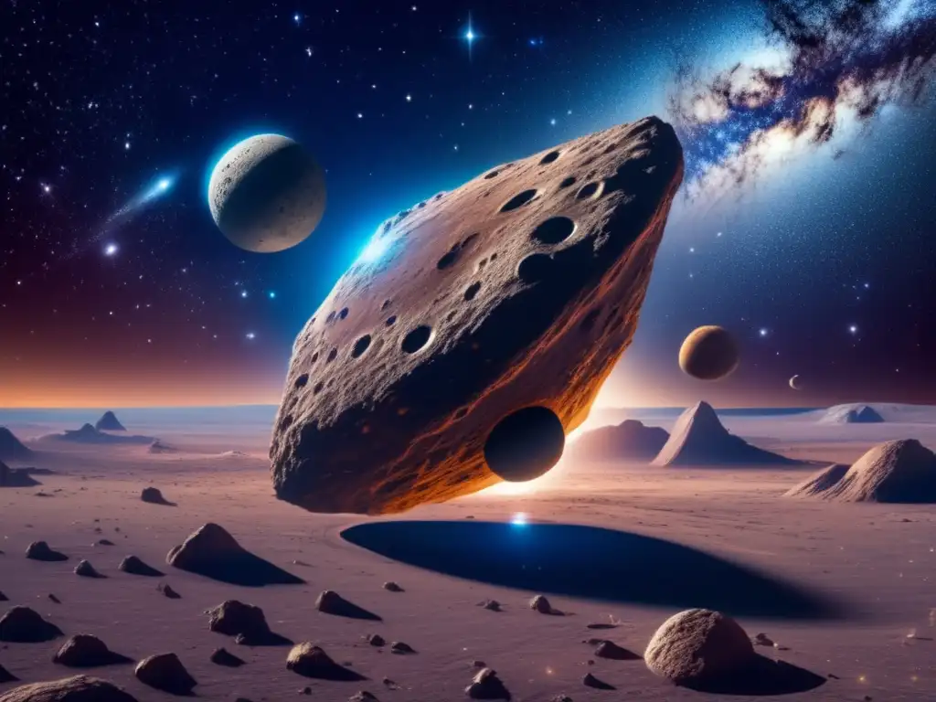 Exploración de asteroides con órbitas elusivas en un impresionante escenario espacial de 8k ultra detallado