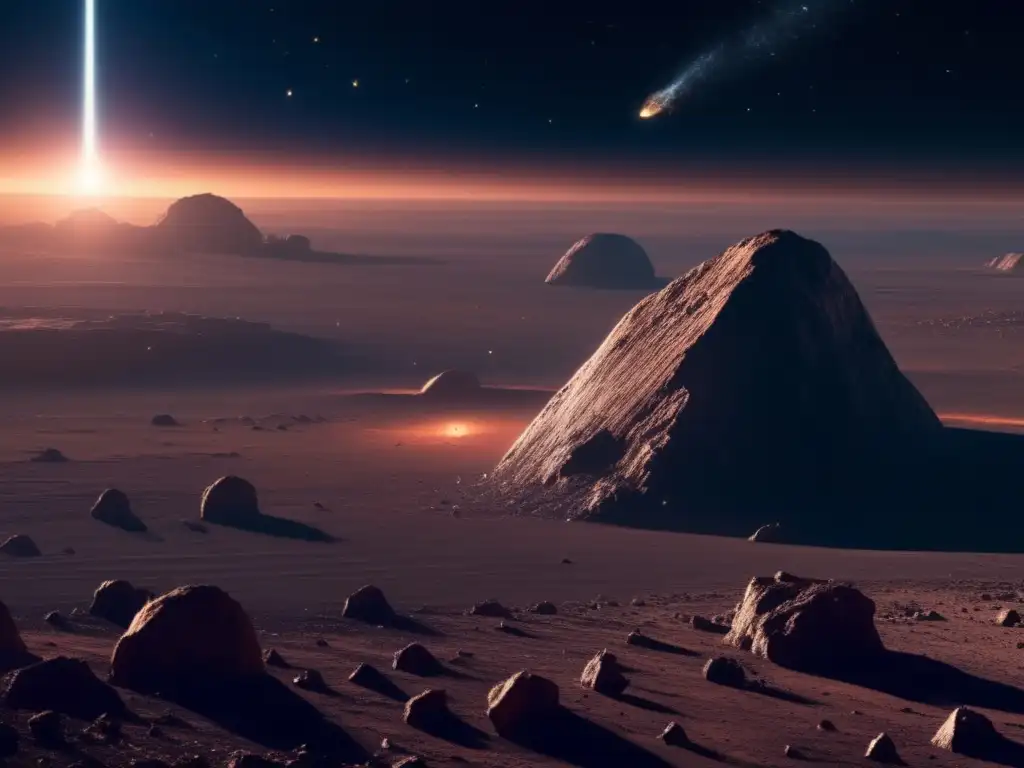 Exploración de asteroides para recursos en un impresionante paisaje estelar