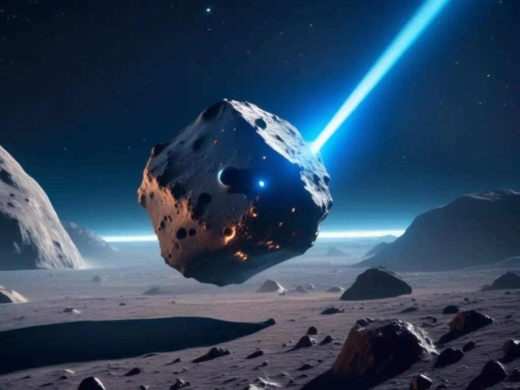 Exploración de asteroides para recursos: Sonda espacial recolecta muestras en asteroide