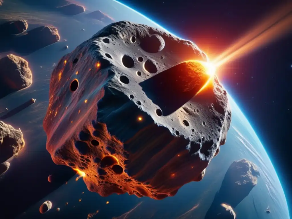 Exploración de asteroides revela secretos: impactante imagen 8k de un asteroide en movimiento con la Tierra de fondo