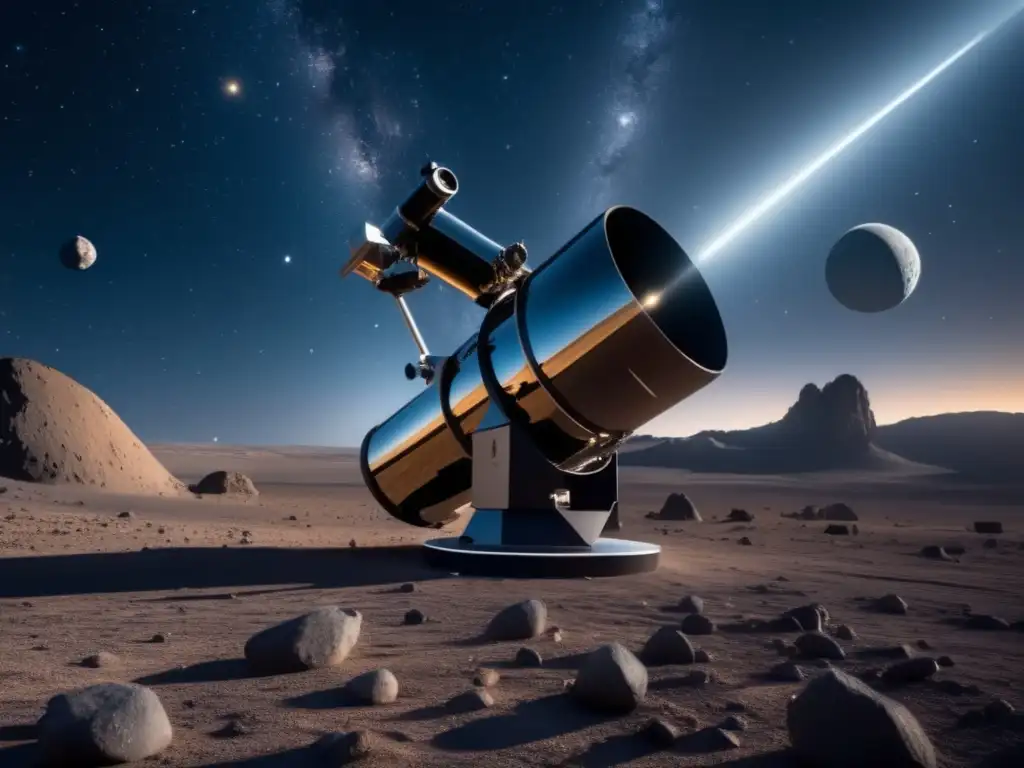 Exploración de asteroides tipo C: Telescopio potente capturando la vastedad del espacio