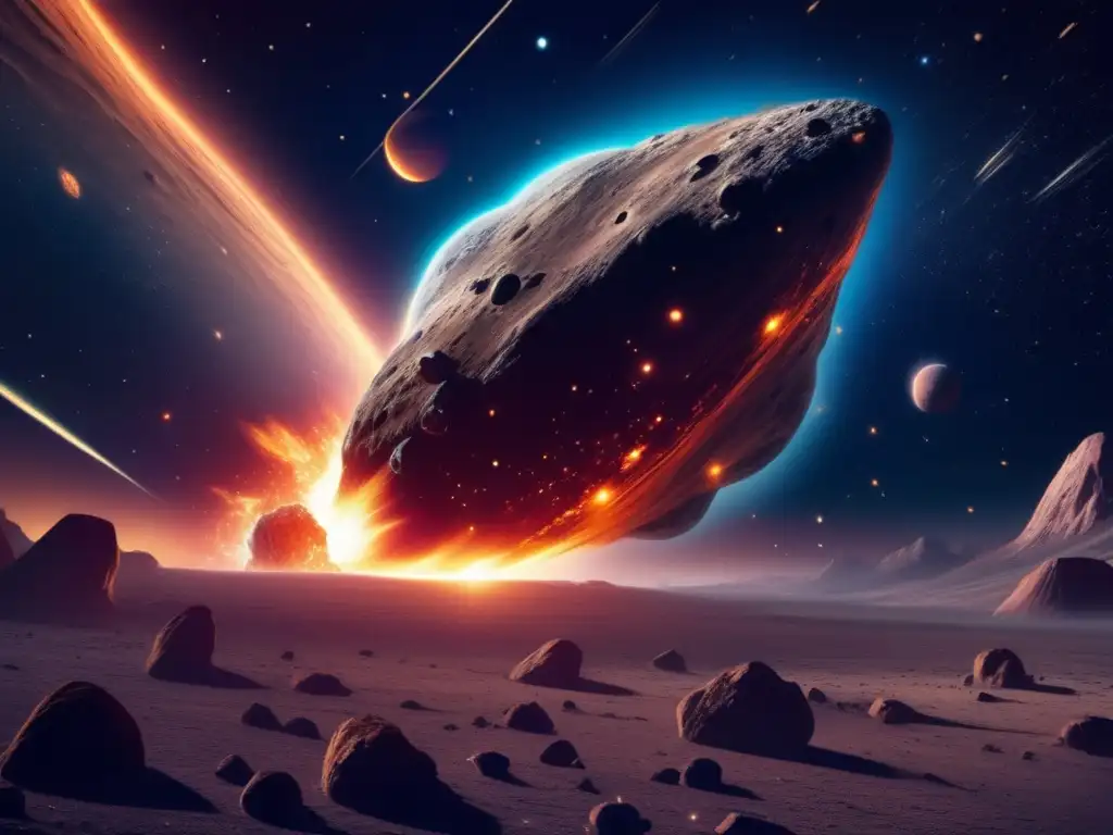 Exploración de asteroides y su valor: Imagen impactante de un asteroide masivo en el espacio estrellado