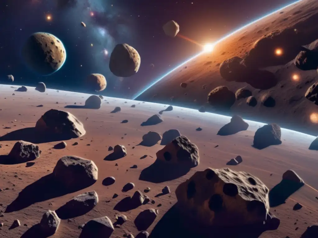 Exploración de asteroides y su valor: Vista impresionante de campo de asteroides en el espacio profundo