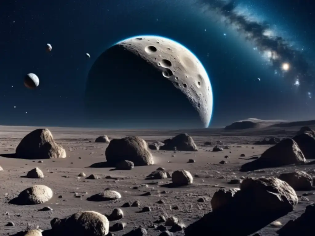 Exploración espacial de asteroides gigantes en la fascinante imagen del cinturón de asteroides