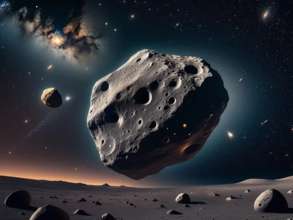Exploración espacial, asteroides tipo C en cautivante imagen 8k de espacio estelar y asteroide imponente