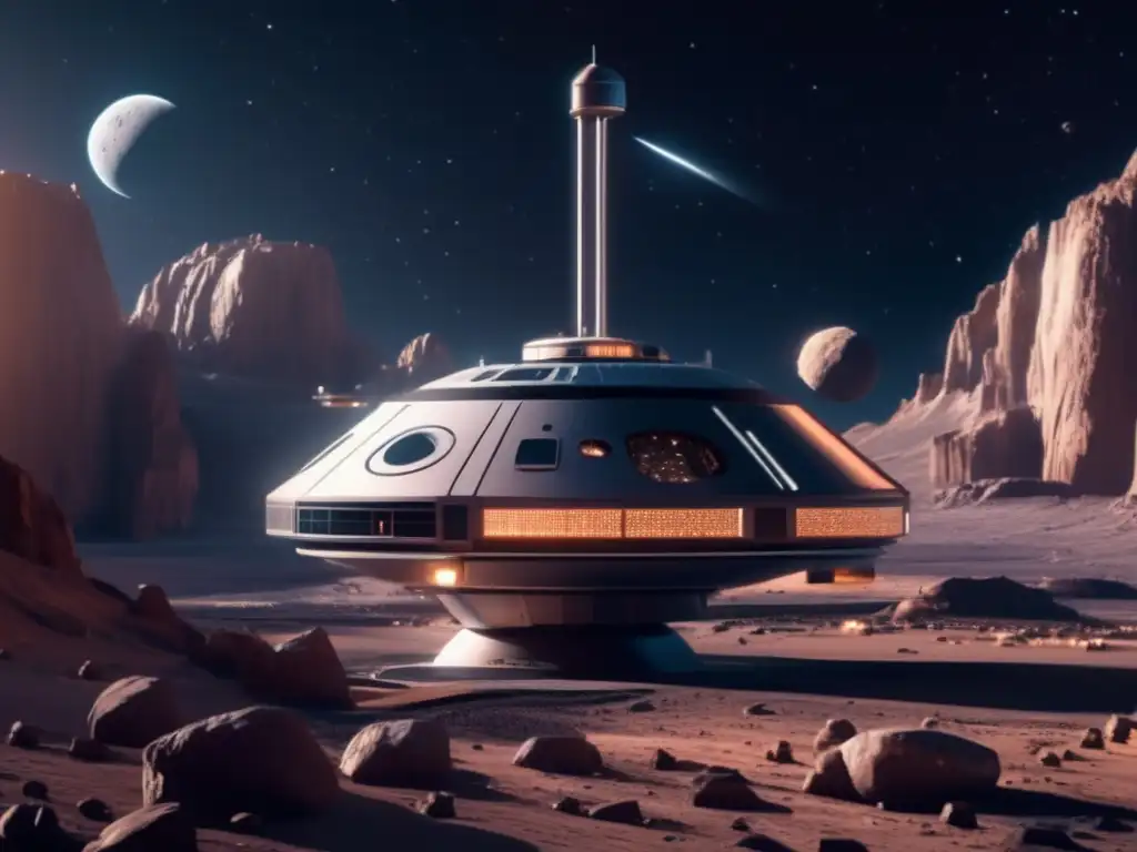 Exploración espacial: estación flotante en asteroide enano