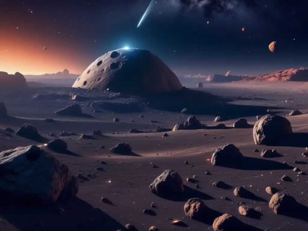 Exploración espacial: imagen asombrosa de campo de asteroides 8K, iluminados por estrellas distantes