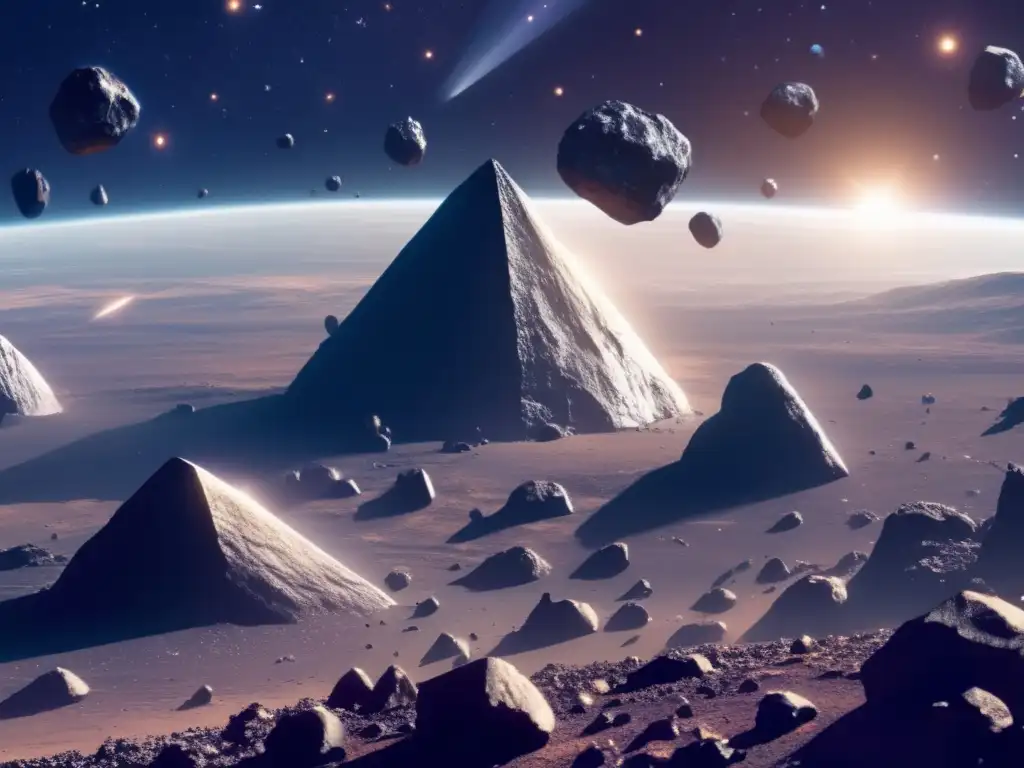 Extracción de recursos de asteroides en el espacio con naves mineras avanzadas y asteroides ricos en minerales y metales preciosos