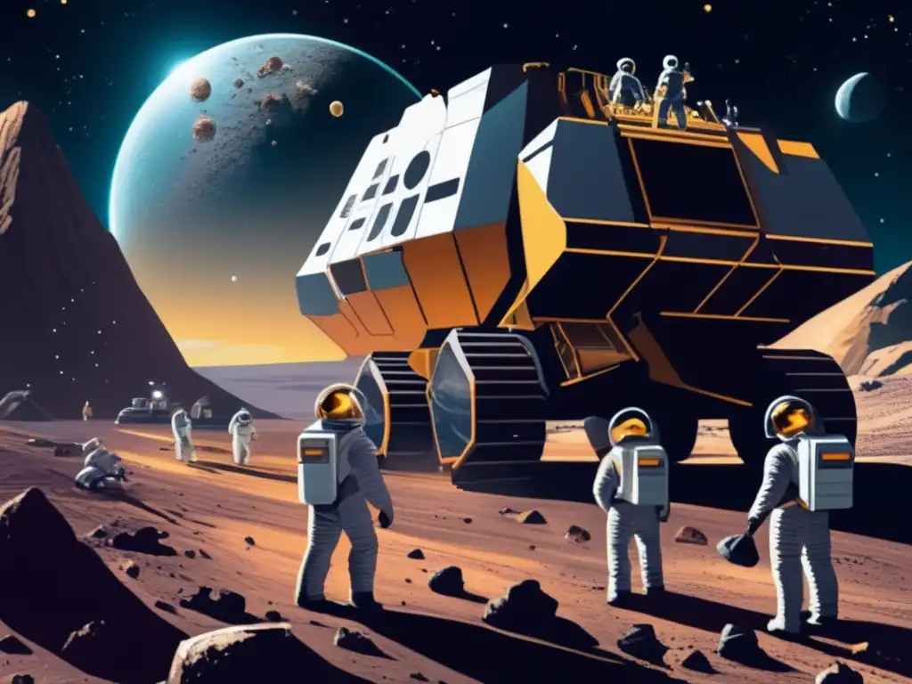 Ética extracción recursos espaciales: mineros espaciales en asteroide