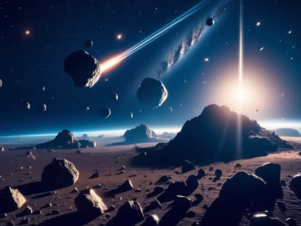 Un fascinante campo de asteroides en el espacio