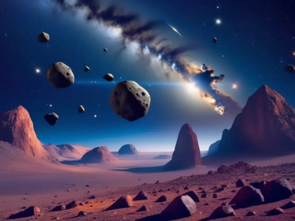 Fascinante imagen de asteroides en un cosmos estrellado