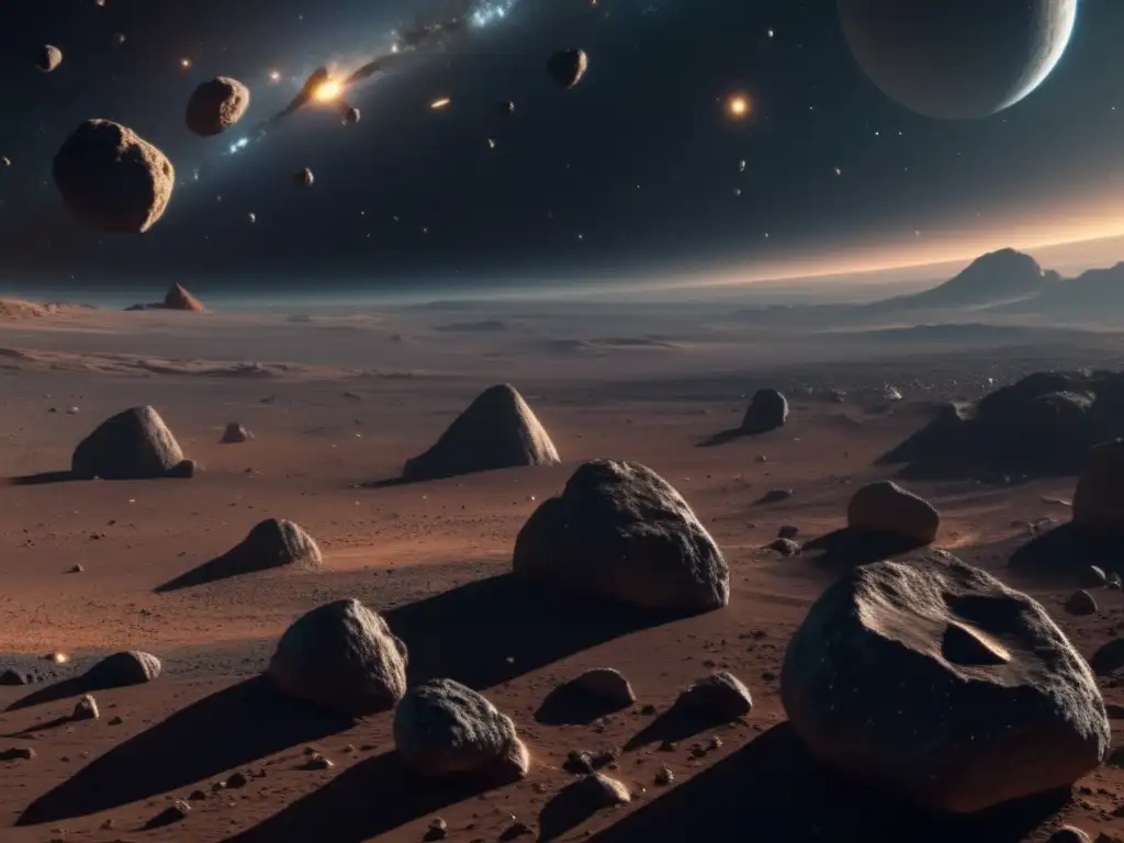 Un fascinante 8k imagen detallada del Cinturón Principal de asteroides