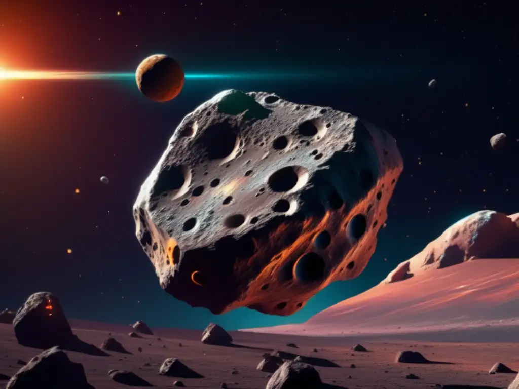 Financiación colectiva misiones asteroides: Nave espacial acercándose a asteroide en el espacio exterior