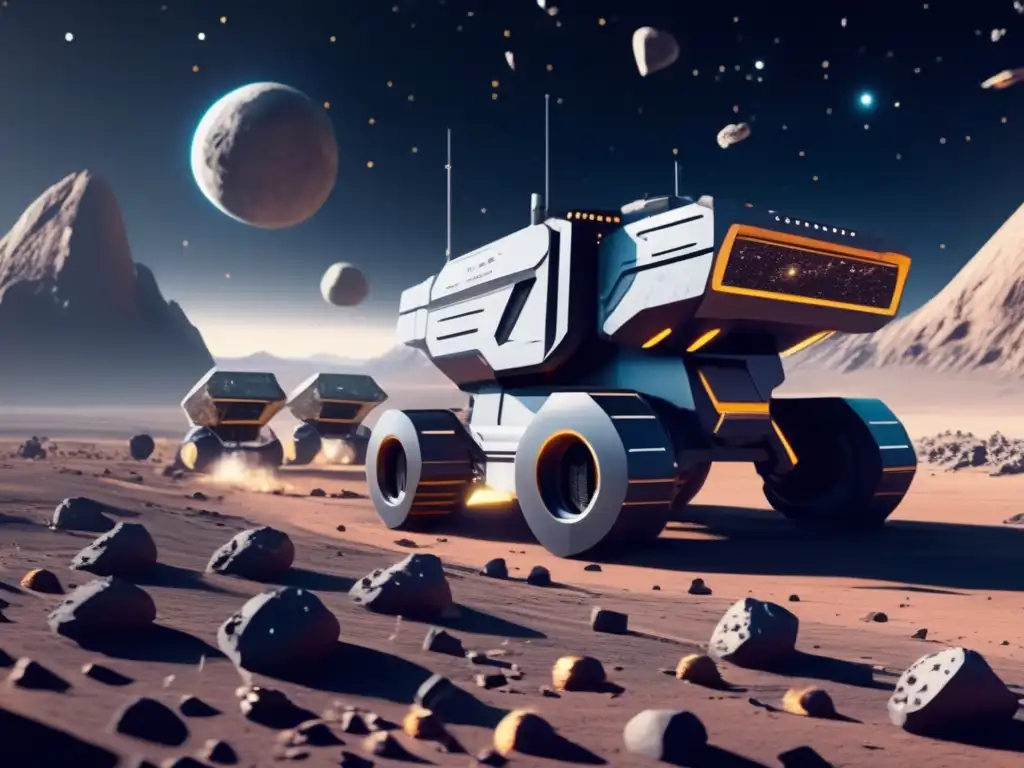 Flota robótica avanzada extrae recursos de asteroides en ambiente de gravedad cero