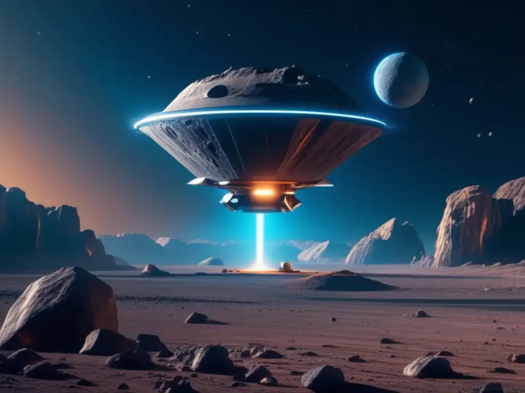 Astrosonda futurista en asteroide: Exploración y beneficio humano