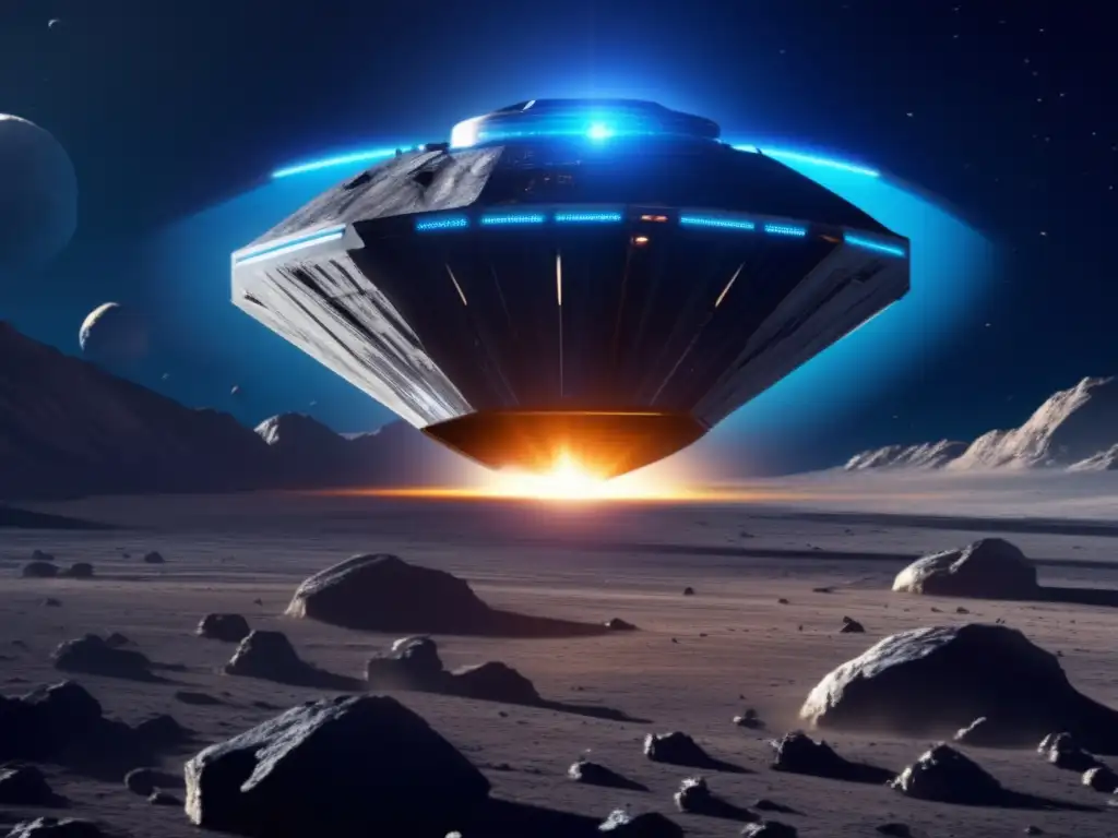 Futurista nave espacial desviando asteroide: Estrategias desvió asteroides peligrosos