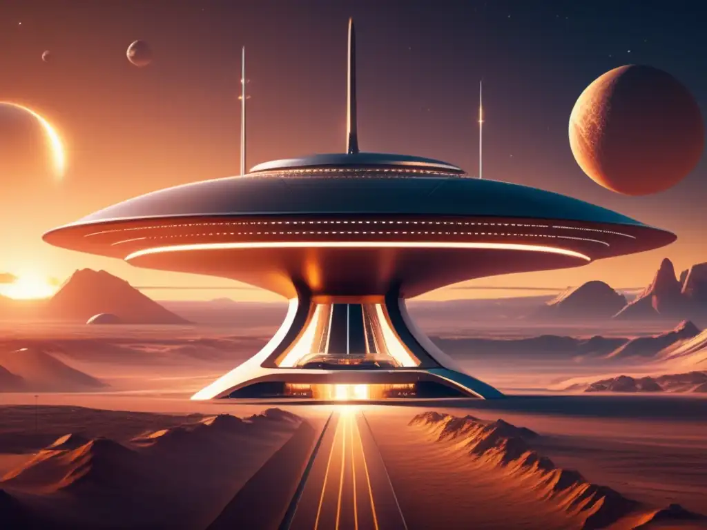 Futurista puerto espacial con naves avanzadas listas para financiamiento carrera asteroides