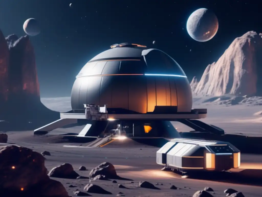 Futuro espacio: estación, asteroide, mina, tecnología (110 caracteres)