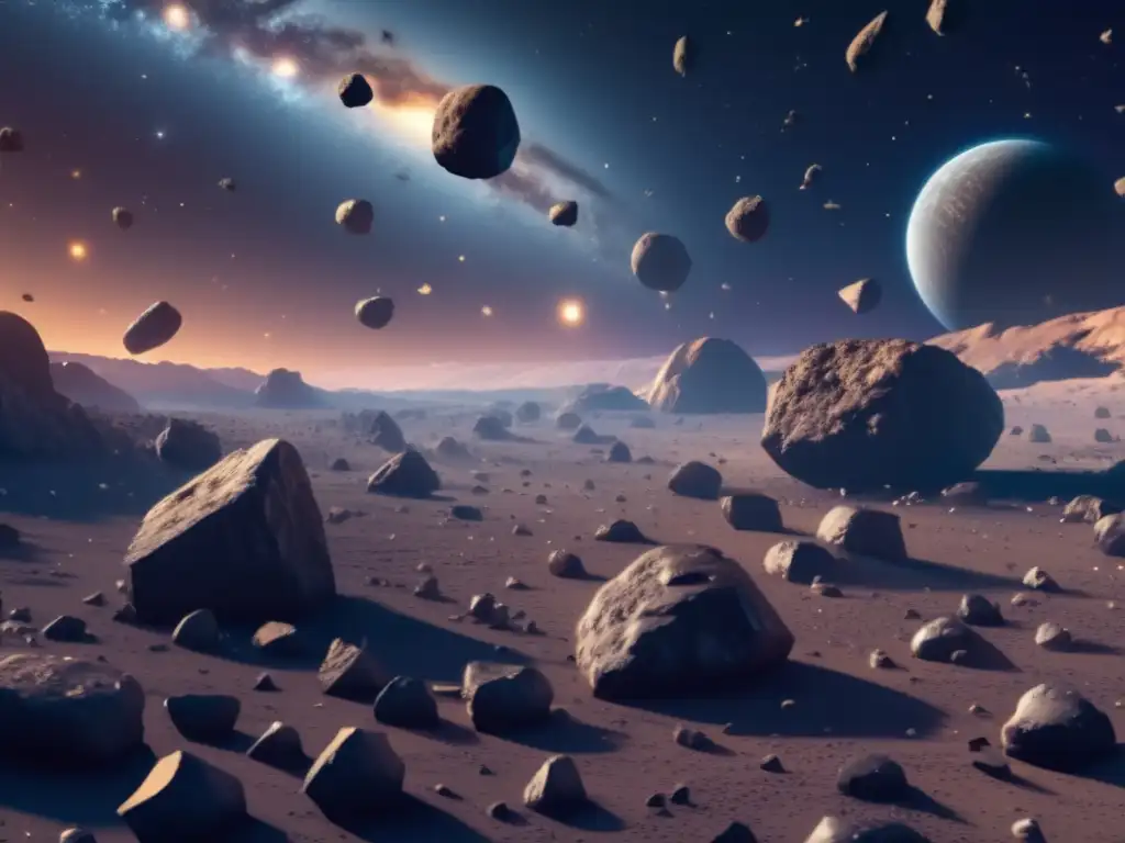 Evolución gráficos asteroides videojuegos en fascinante ilustración 8k de campo asteroides en el espacio