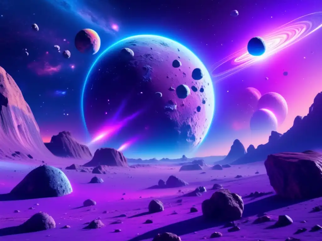 Evolución gráficos asteroides videojuegos: Nebulosa futurista, asteroide masivo y naves espaciales