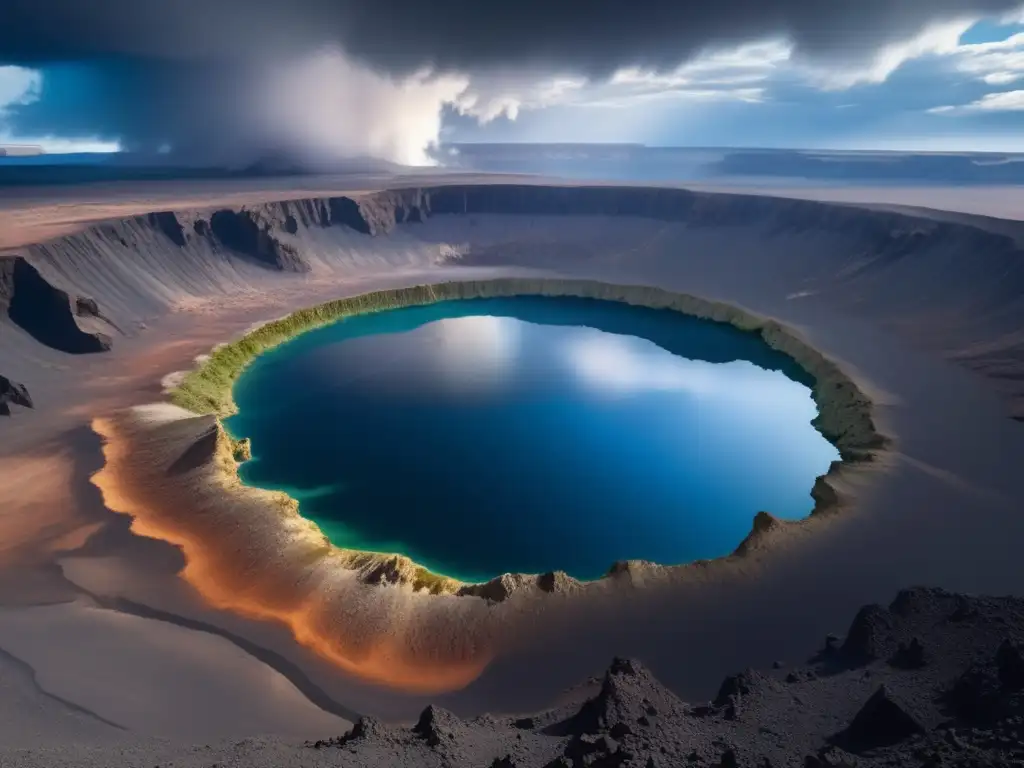 Gran cráter de impacto, paisaje vasto