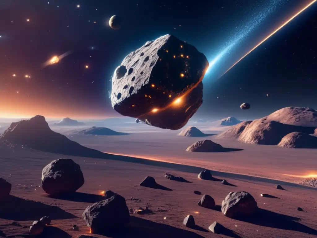 Extracción de hidrocarburos en asteroides: imagen ultra detallada de la minería espacial en un escenario futurista