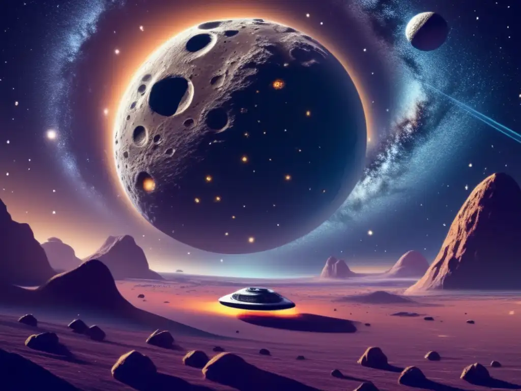 Historia asteroides Troyanos mitología espacial: impresionante vista del espacio, estrellas, galaxia, asteroide, nave espacial y exploración