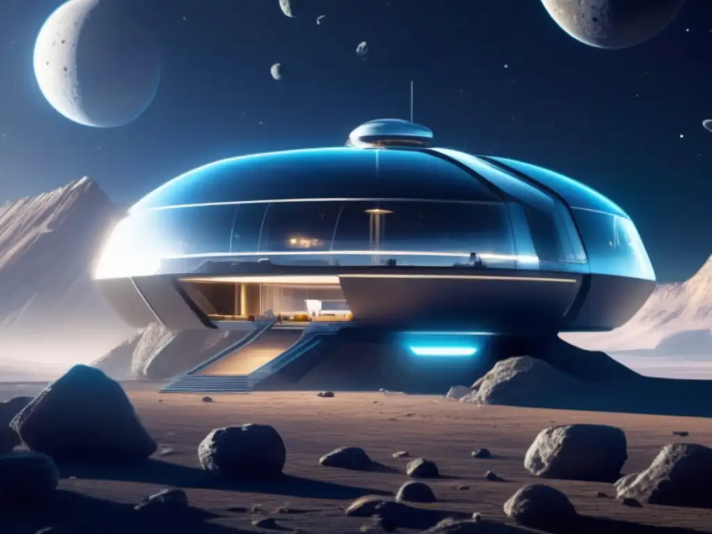 Hotel espacial futurista en asteroide: lujo y maravillas del cosmos