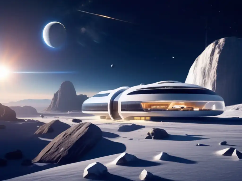 Hotel futurista en Asteroide X con vistas impresionantes