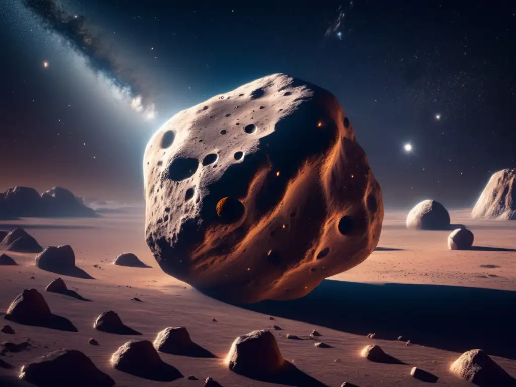 Imagen: Asteroide centauro flotando en el espacio, rodeado de estrellas