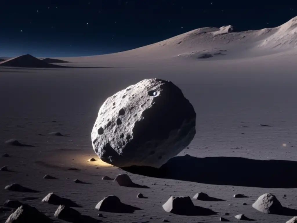 Imagen: Asteroide Ryugu en el espacio, con nave futurista