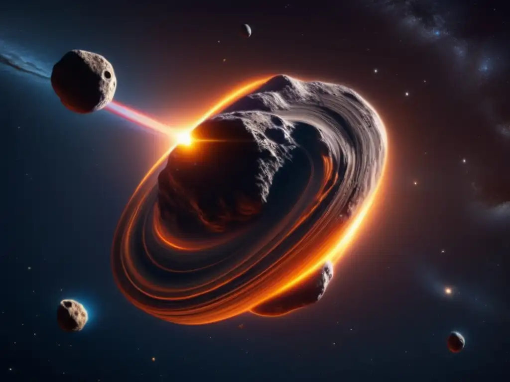 Imagen: Asteroide con movimientos orbitales en el espacio