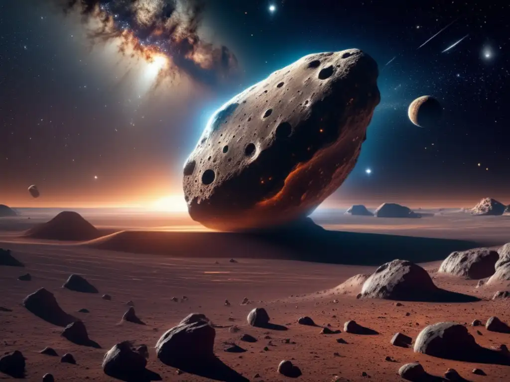 Imagen en 8k de un asteroide impactando la tierra, mostrando su magnificencia y su importancia científica (110 caracteres)