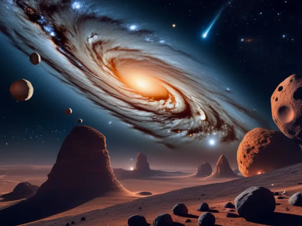 Imagen: Asteroides binarios evolución espacial en galaxia espiral