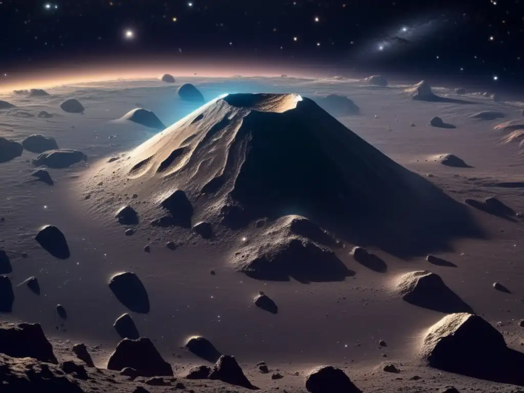 Imagen: Asteroides y dioses del Olimpo en el espacio, con estrellas brillantes, nebulosa y colores cósmicos