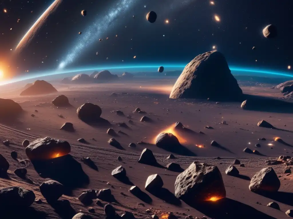 Imagen 8K de asteroides en el espacio: Potencial económico recursos asteroides