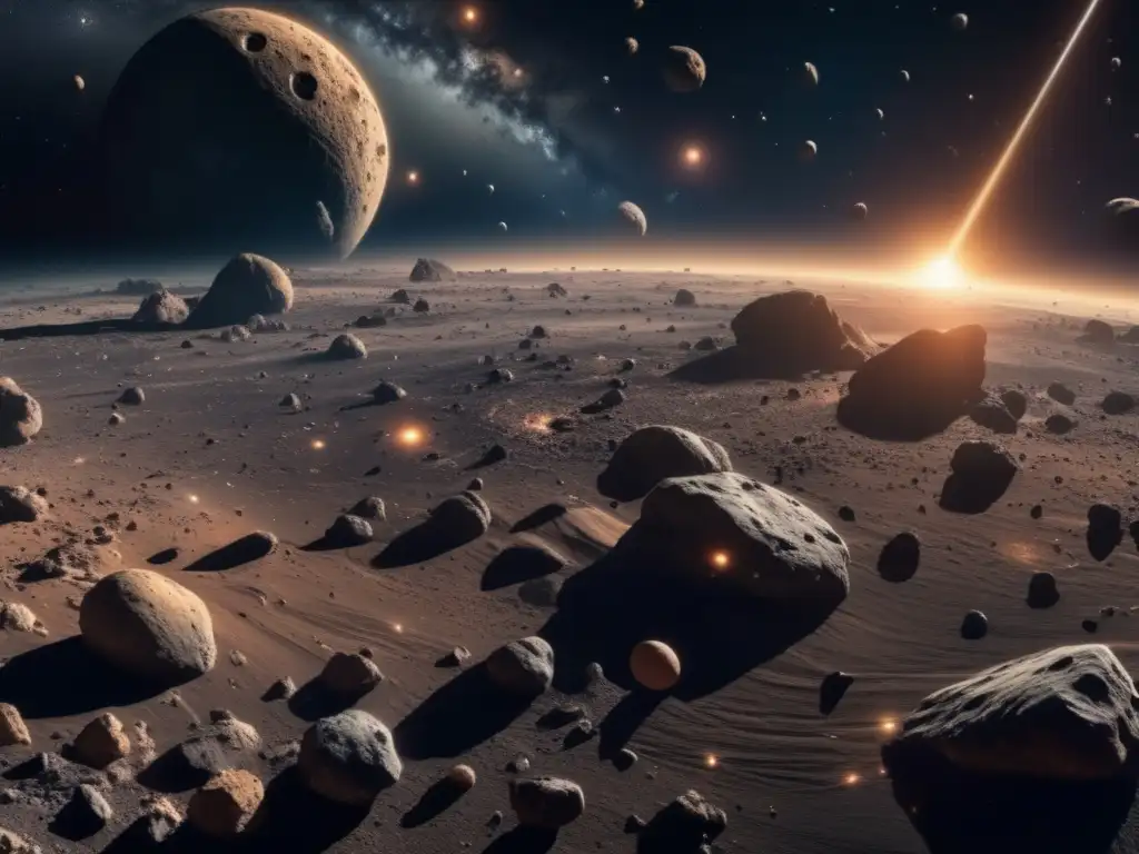 Imagen de 8k muestra asteroides en el espacio - Propiedad de recursos espaciales