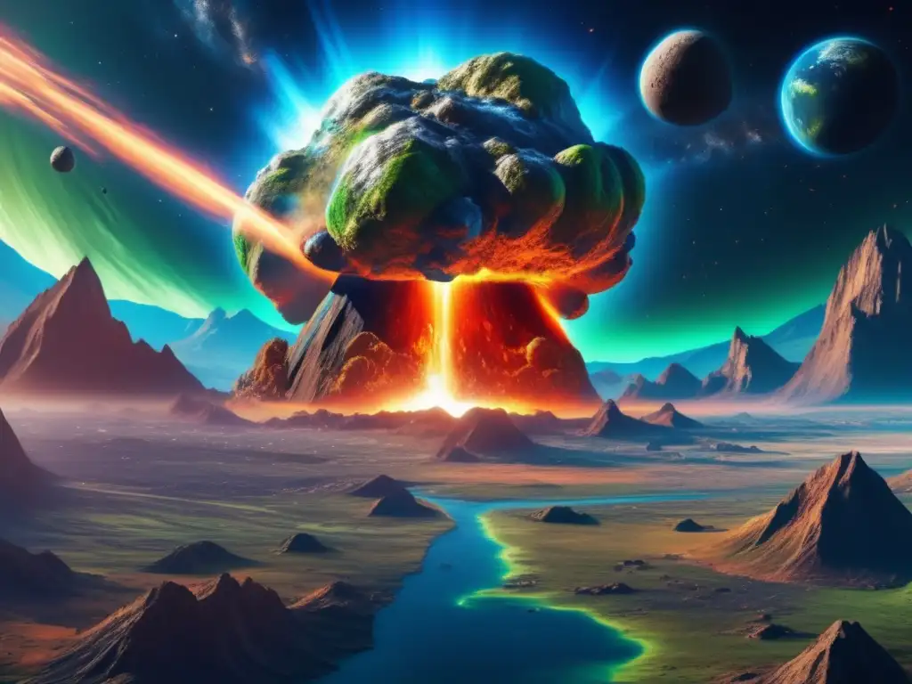 Imagen: Asteroides peligrosos - Escena surrealista del impacto de un asteroide masivo hacia la Tierra