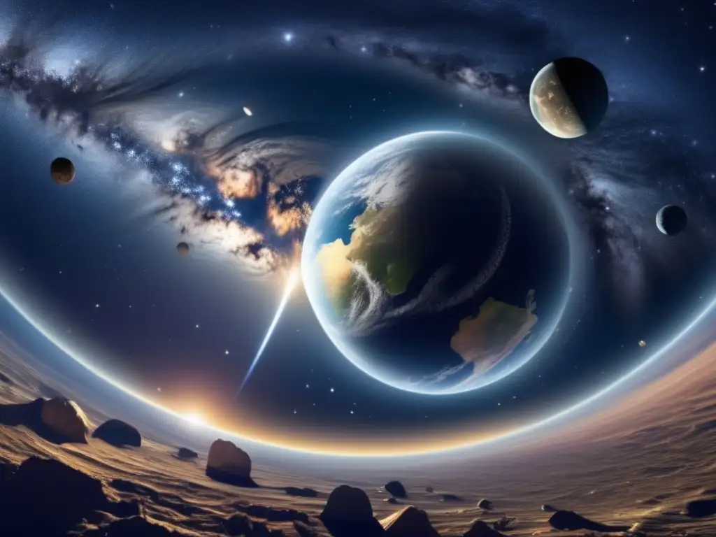 Imagen: Cielo estrellado, Tierra desde el espacio, asteroide, marco legal internacional asteroides