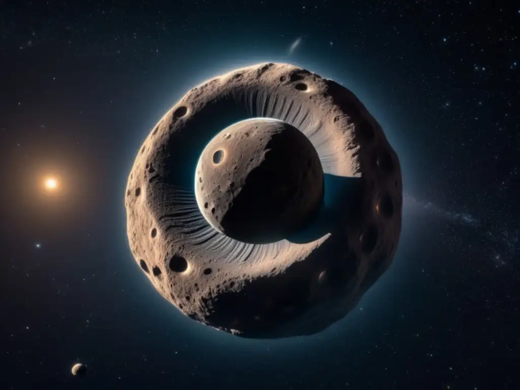 Imagen: Descubrimiento de anillos en asteroide Chariklo - 8k detallada, misteriosa belleza celestial