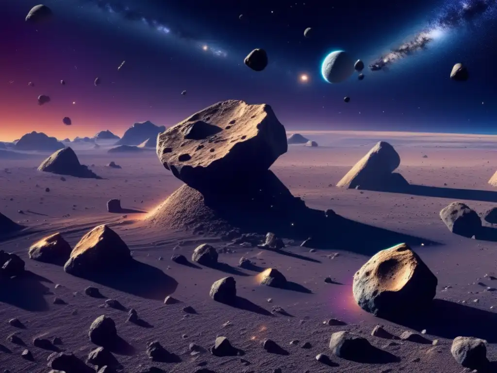 Imagen detallada del espacio con asteroides