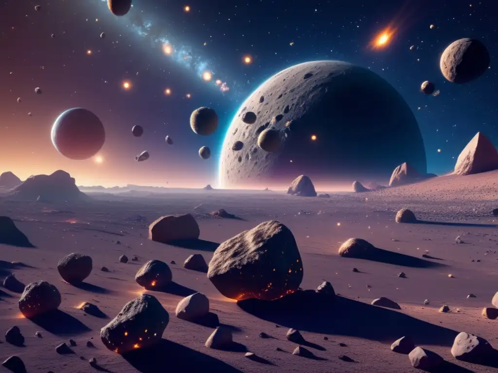 Imagen 8k de espacio con asteroides: Debate ético expansión humana espacio