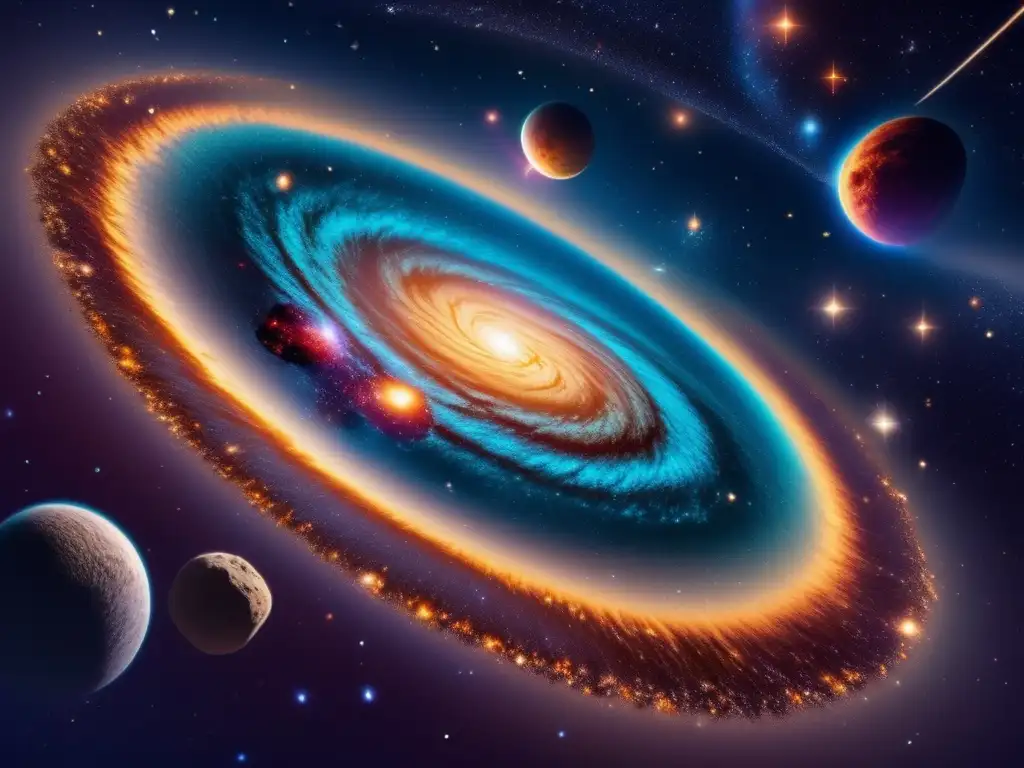 Imagen fascinante 8k de un cosmos infinito con órbitas de asteroides y tipos de órbitas asteroides fatales