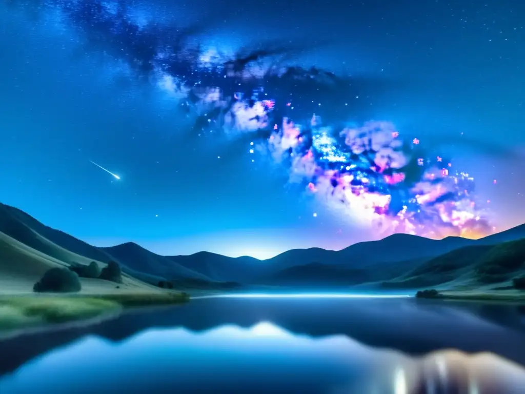 Imagen de fenómenos de meteoros luminosos en el cielo nocturno