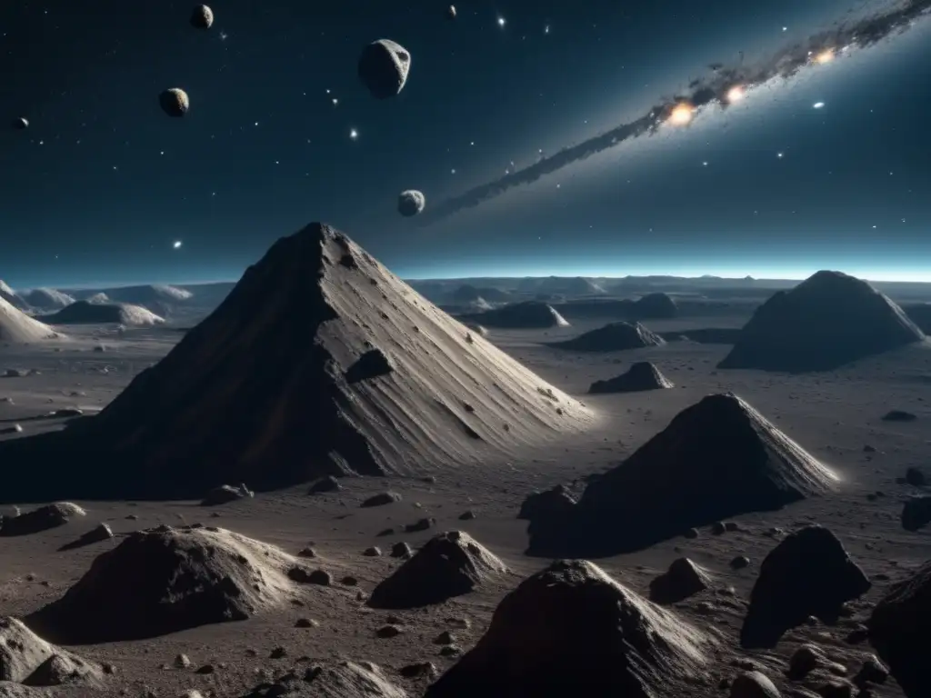 Imagen: Formación gigantes cinturón principal, asteroides detallados, belleza y complejidad celeste