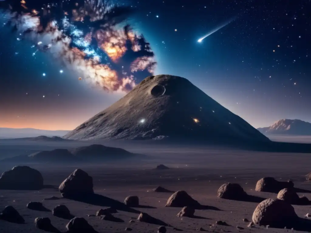 Imagen impactante de un asteroide en el cielo estrellado