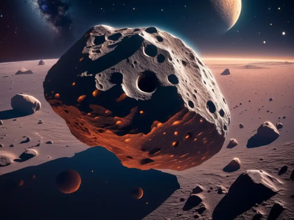 Imagen impactante: Asteroide rocoso en espacio estrellado, ley int
