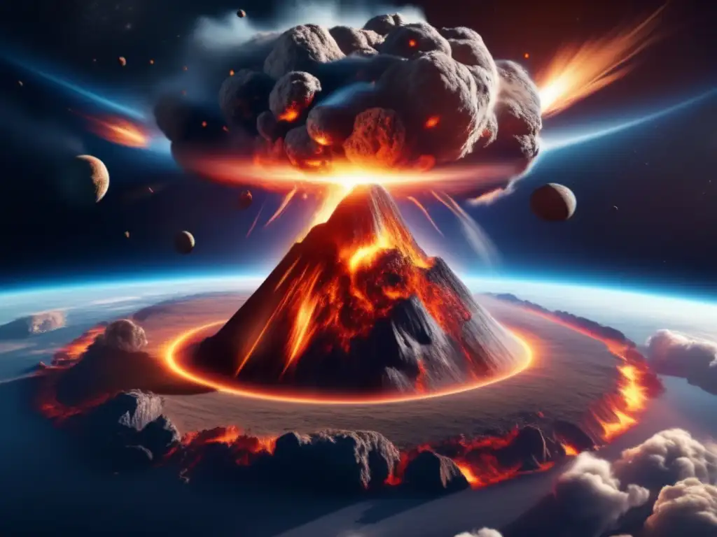 Imagen impactante de un asteroide golpeando la Tierra, resaltando la necesidad de exploración de asteroides en el espacio