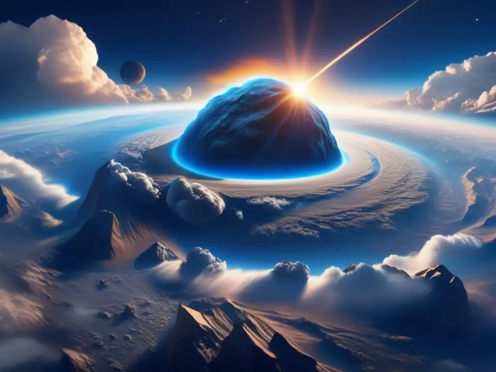 Imagen impactante de un asteroide acercándose a la Tierra, resaltando la preservación de asteroides para futuras generaciones