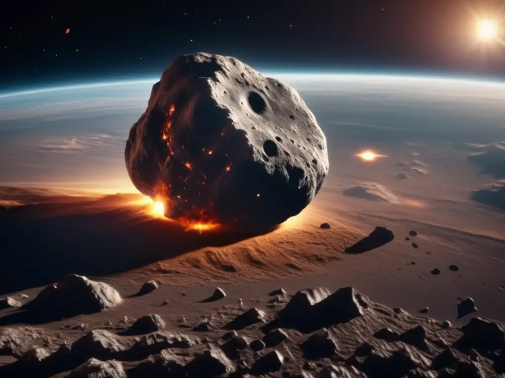 Imagen impactante: Asteroide 8k acercándose a la Tierra, simulación digital